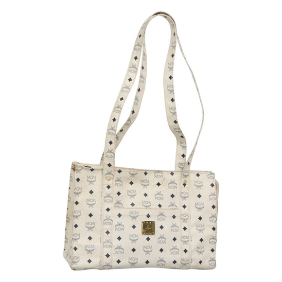MCM Logogram Vicetos Tote Bag PVC Leather White Auth am8628