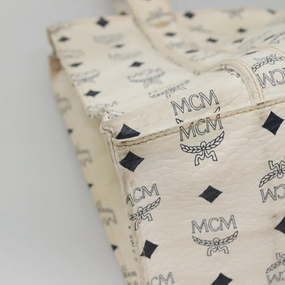 MCM Logogram Vicetos Tote Bag PVC Leather White Auth am8628