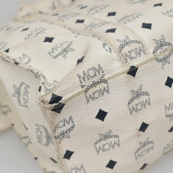 MCM Logogram Vicetos Tote Bag PVC Leather White Auth am8628