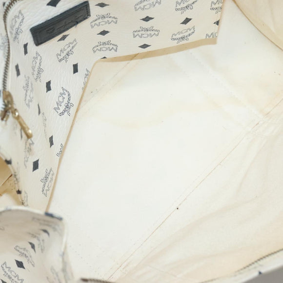 MCM Logogram Vicetos Tote Bag PVC Leather White Auth am8628