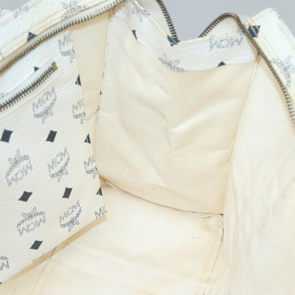 MCM Logogram Vicetos Tote Bag PVC Leather White Auth am8628
