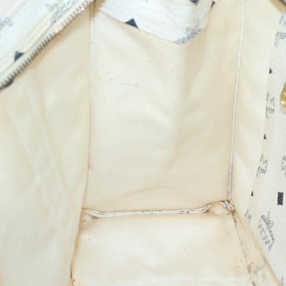 MCM Logogram Vicetos Tote Bag PVC Leather White Auth am8628