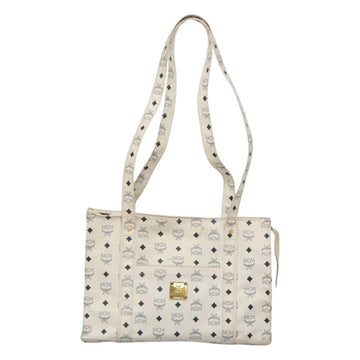MCM Logogram Vicetos Tote Bag PVC Leather White Auth am8628 - 0
