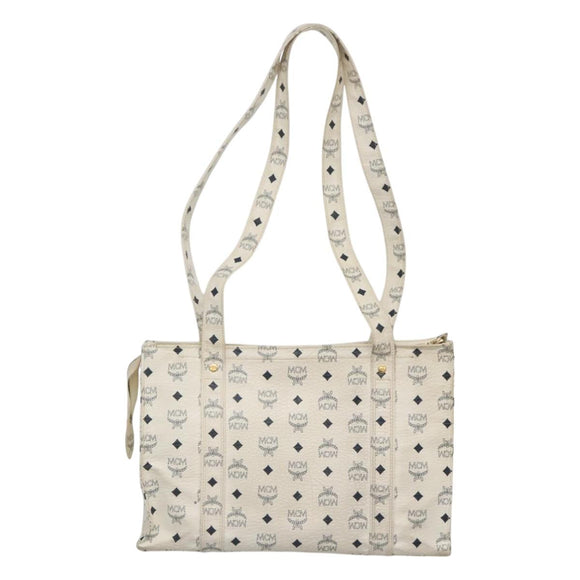 MCM Logogram Vicetos Tote Bag PVC Leather White Auth am8628