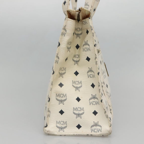 MCM Logogram Vicetos Tote Bag PVC Leather White Auth am8628