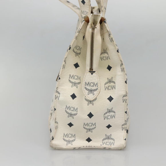MCM Logogram Vicetos Tote Bag PVC Leather White Auth am8628