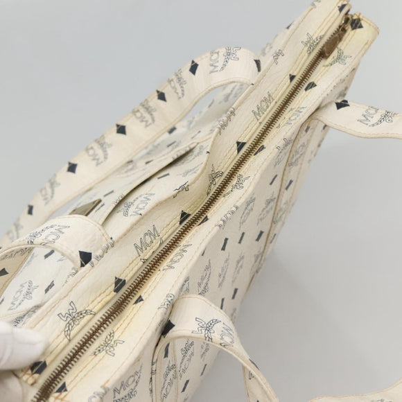 MCM Logogram Vicetos Tote Bag PVC Leather White Auth am8628