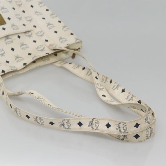 MCM Logogram Vicetos Tote Bag PVC Leather White Auth am8628