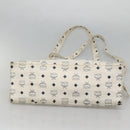 MCM Logogram Vicetos Tote Bag PVC Leather White Auth am8628-9