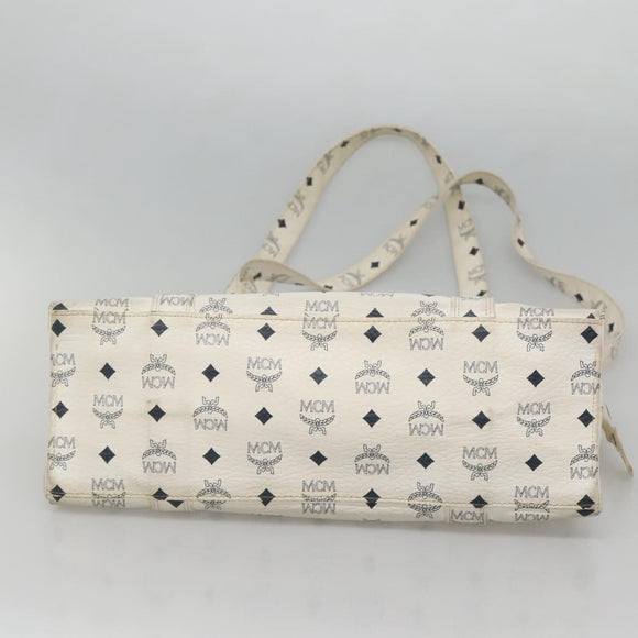MCM Logogram Vicetos Tote Bag PVC Leather White Auth am8628