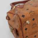 MCM Logogram Vicetos Boston Bag PVC Leather Brown Gold Auth am8629-14