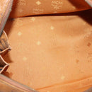 MCM Logogram Vicetos Boston Bag PVC Leather Brown Gold Auth am8629-11