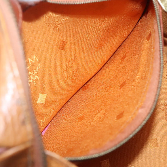 MCM Logogram Vicetos Boston Bag PVC Leather Brown Gold Auth am8629