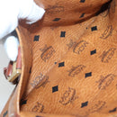 MCM Logogram Vicetos Boston Bag PVC Leather Brown Gold Auth am8629-21