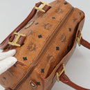 MCM Logogram Vicetos Boston Bag PVC Leather Brown Gold Auth am8629-6
