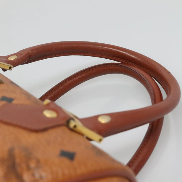 MCM Logogram Vicetos Boston Bag PVC Leather Brown Gold Auth am8629