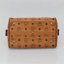 MCM Logogram Vicetos Boston Bag PVC Leather Brown Gold Auth am8629-5