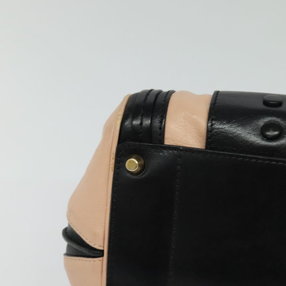 Chloe Little Alice Hand Bag Leather 2way Pink Black Auth am8634