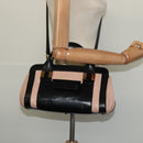 Chloe Little Alice Hand Bag Leather 2way Pink Black Auth am8634-21