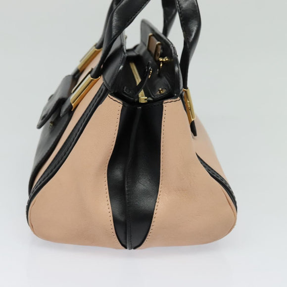 Chloe Little Alice Hand Bag Leather 2way Pink Black Auth am8634