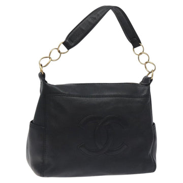 CHANEL COCO Mark Chain Shoulder Bag Leather Black Gold CC Auth am8635V