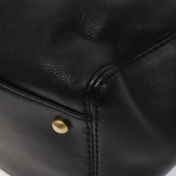 CHANEL COCO Mark Chain Shoulder Bag Leather Black Gold CC Auth am8635V