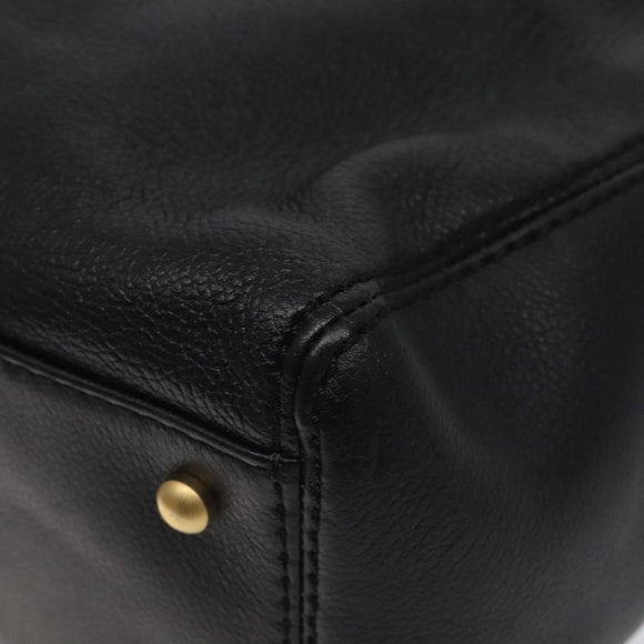 CHANEL COCO Mark Chain Shoulder Bag Leather Black Gold CC Auth am8635V