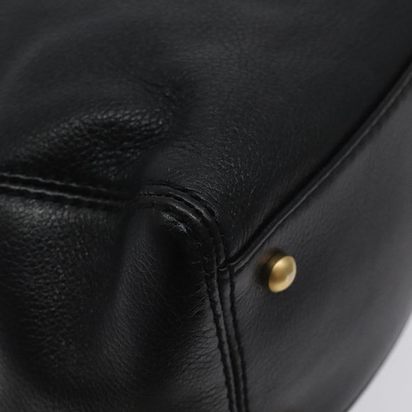 CHANEL COCO Mark Chain Shoulder Bag Leather Black Gold CC Auth am8635V