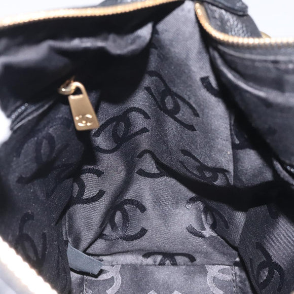 CHANEL COCO Mark Chain Shoulder Bag Leather Black Gold CC Auth am8635V