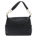 CHANEL COCO Mark Chain Shoulder Bag Leather Black Gold CC Auth am8635V-13