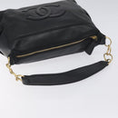 CHANEL COCO Mark Chain Shoulder Bag Leather Black Gold CC Auth am8635V-7