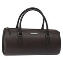 BURBERRY Hand Bag Leather Silver Brown Auth am8636-1