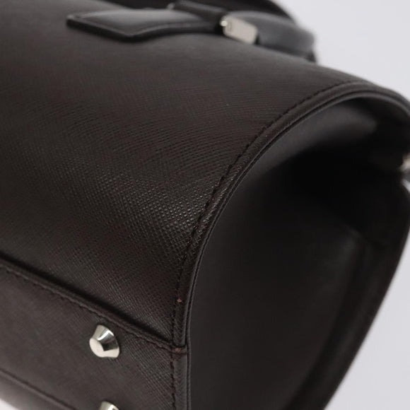 BURBERRY Hand Bag Leather Silver Brown Auth am8636