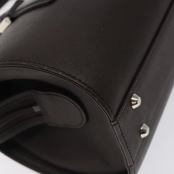 BURBERRY Hand Bag Leather Silver Brown Auth am8636