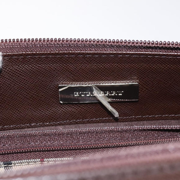 BURBERRY Hand Bag Leather Silver Brown Auth am8636