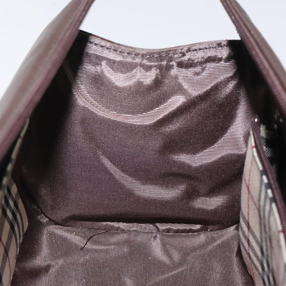 BURBERRY Hand Bag Leather Silver Brown Auth am8636
