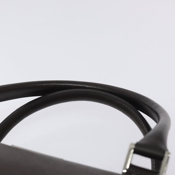 BURBERRY Hand Bag Leather Silver Brown Auth am8636