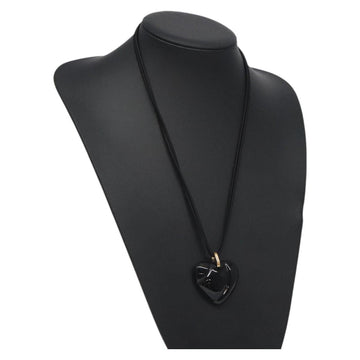Baccarat Heart Necklace Crystal glass Black Auth am8639