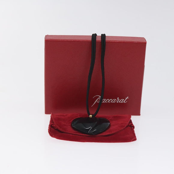 Baccarat Heart Necklace Crystal glass Black Auth am8639