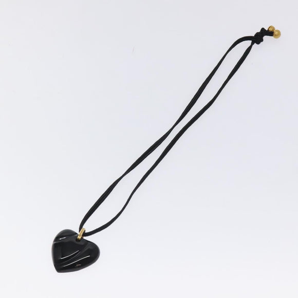 Baccarat Heart Necklace Crystal glass Black Auth am8639