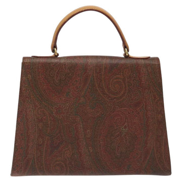 ETRO Paisley Hand Bag PVC Leather Brown Gold Auth am8640 - 0