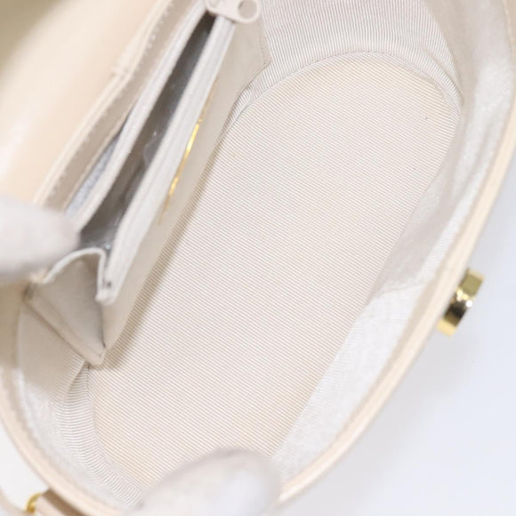 GIVENCHY Hand Bag Leather Beige Gold Auth am8641