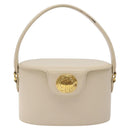 GIVENCHY Hand Bag Leather Beige Gold Auth am8641-2
