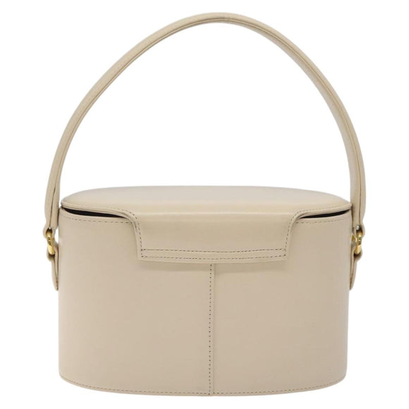 GIVENCHY Hand Bag Leather Beige Gold Auth am8641