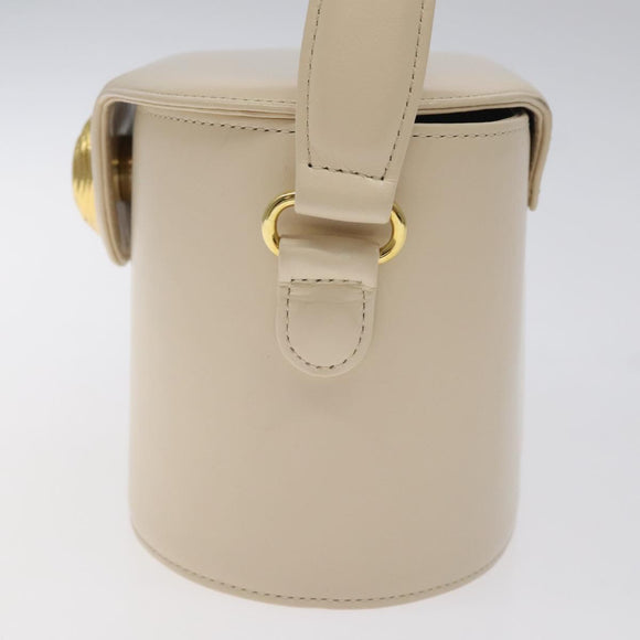 GIVENCHY Hand Bag Leather Beige Gold Auth am8641