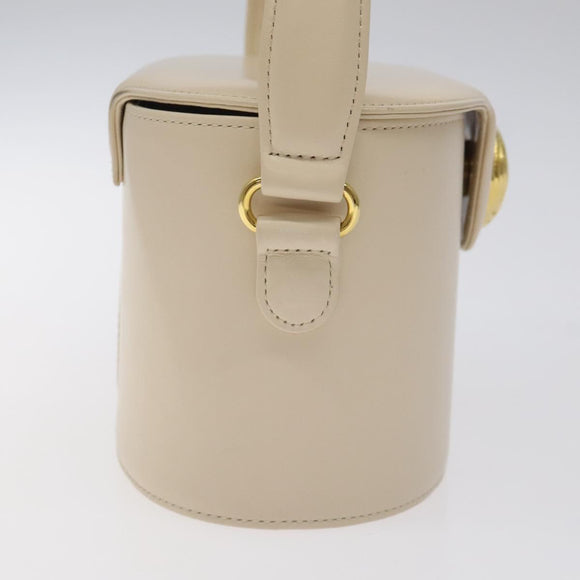 GIVENCHY Hand Bag Leather Beige Gold Auth am8641