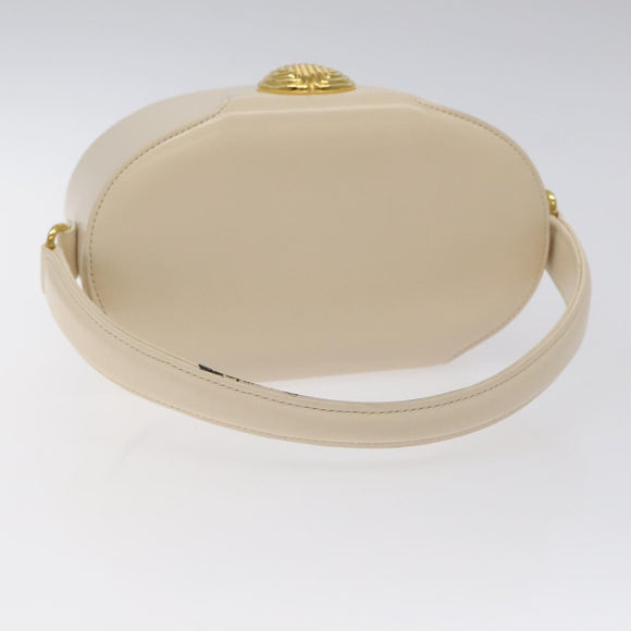 GIVENCHY Hand Bag Leather Beige Gold Auth am8641