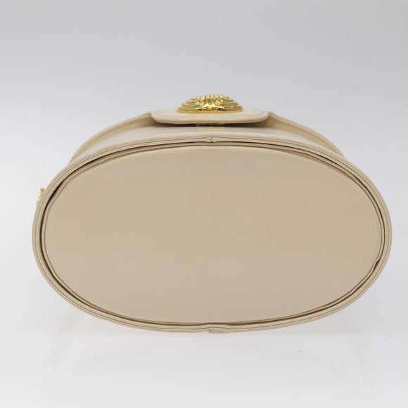 GIVENCHY Hand Bag Leather Beige Gold Auth am8641
