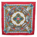 HERMES Carre 90 Scarf ""LENTENTE CORDIALE"" Silk Red White Auth am8643-1