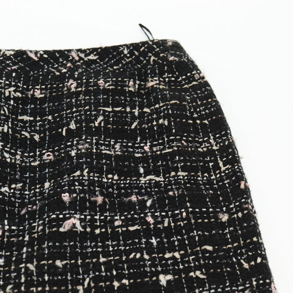 CHANEL Skirt Tweed Black CC Auth am8645V